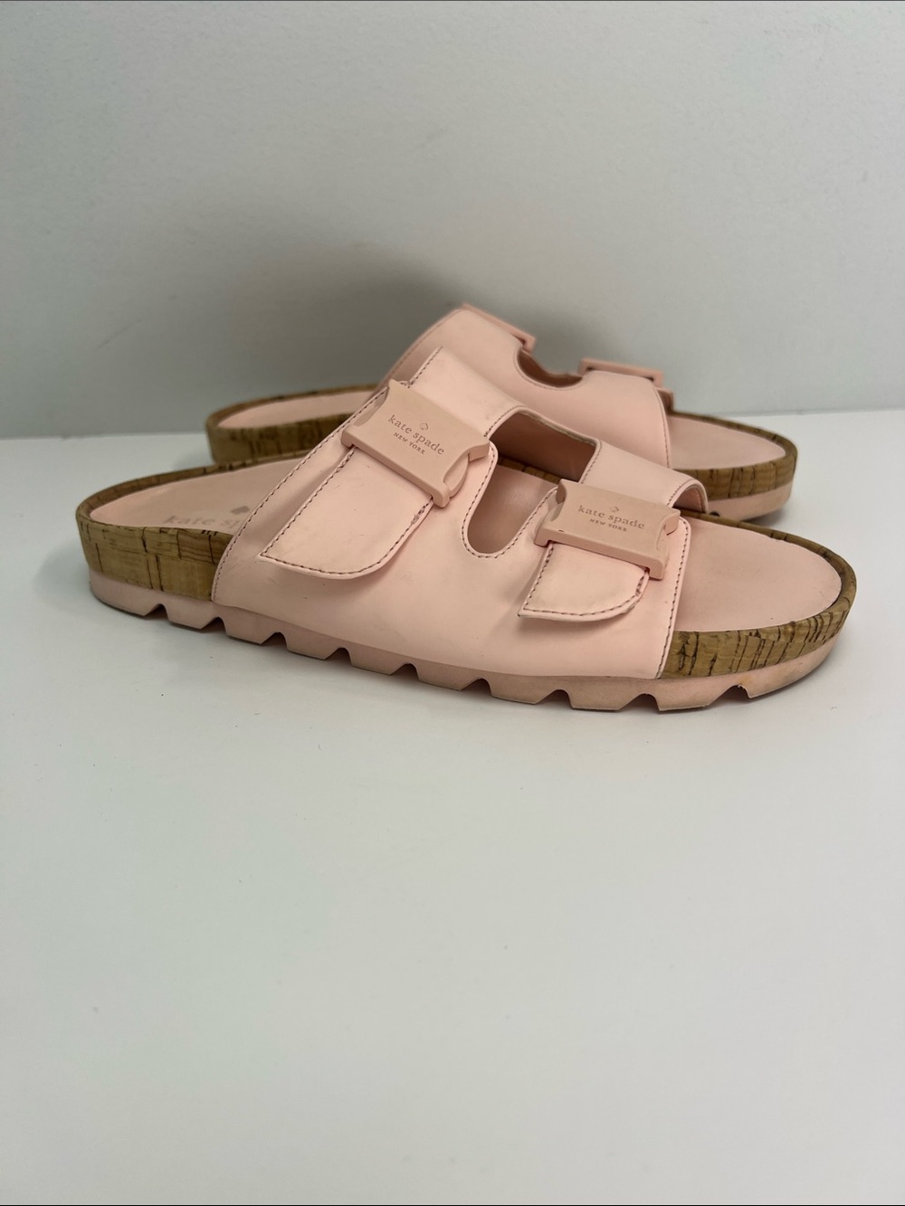 Kate Spade Becca Sandals Slides Pale Pink Cork Womens 6.5 Preppy Summer